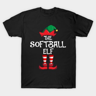 Softball Elf Matching Family Christmas Sporty T-Shirt